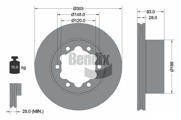 BENDIX Braking BDS1131 Brzdový kotúč