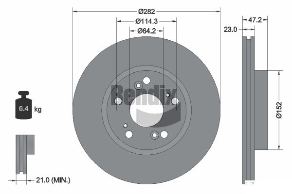 BENDIX Braking BDS1208 Brzdový kotúč