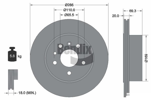 BENDIX Braking BDS2081 Brzdový kotúč