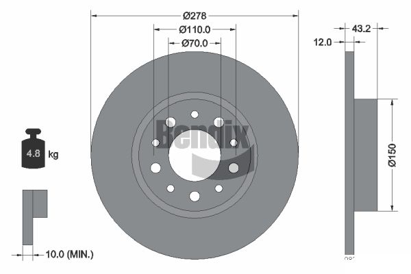 BENDIX Braking BDS1799 Brzdový kotúč