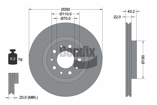 BENDIX Braking BDS2099 Brzdový kotúč