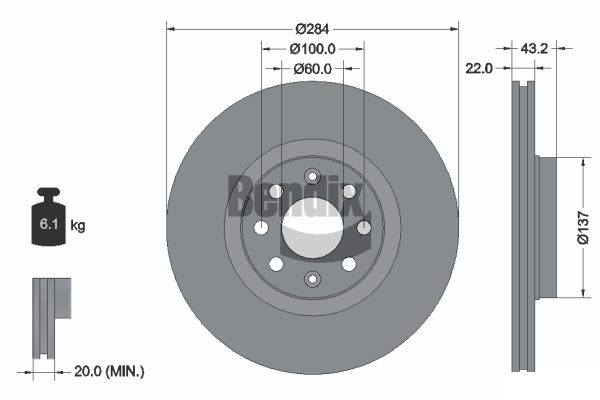 BENDIX Braking BDS1132 Brzdový kotúč