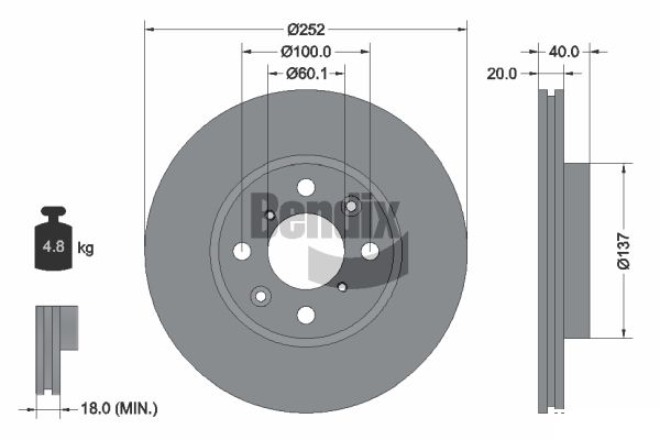 BENDIX Braking BDS1089 Brzdový kotúč