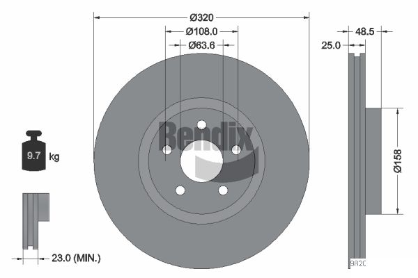BENDIX Braking BDS1363 Brzdový kotúč