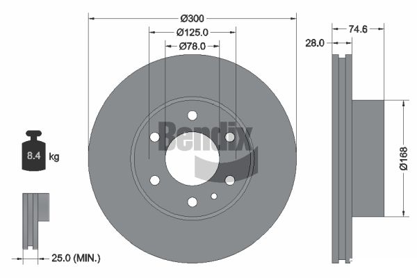 BENDIX Braking BDS1158 Brzdový kotúč