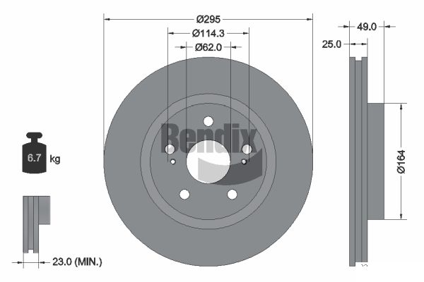 BENDIX Braking BDS1372 Brzdový kotúč