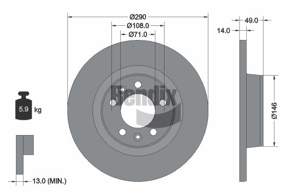 BENDIX Braking BDS1116 Brzdový kotúč