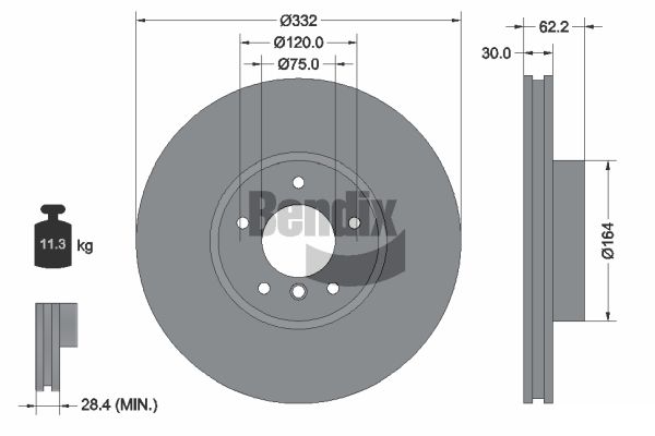 BENDIX Braking BDS1320HC Brzdový kotúč
