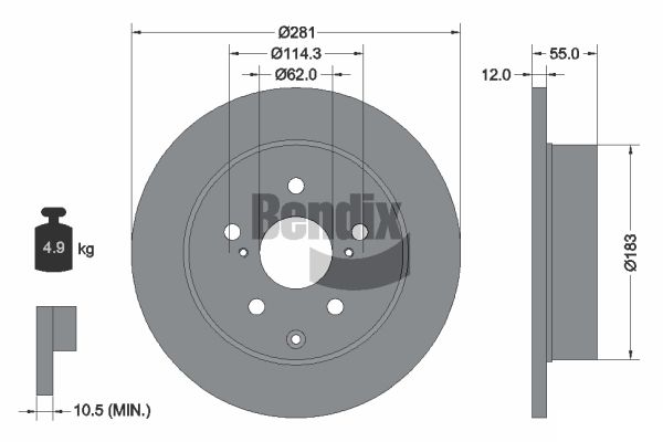 BENDIX Braking BDS1333 Brzdový kotúč