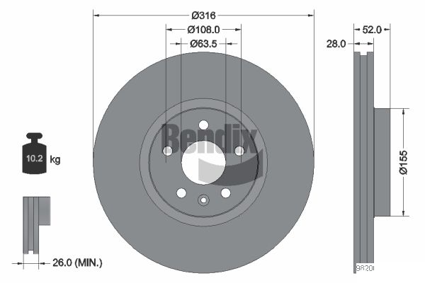 BENDIX Braking BDS1429HC Brzdový kotúč