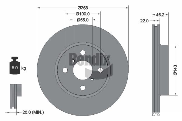 BENDIX Braking BDS1065 Brzdový kotúč