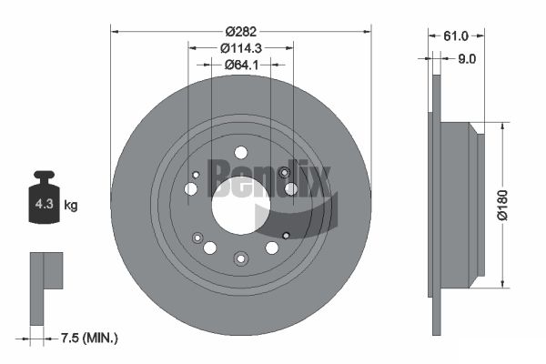 BENDIX Braking BDS1818 Brzdový kotúč