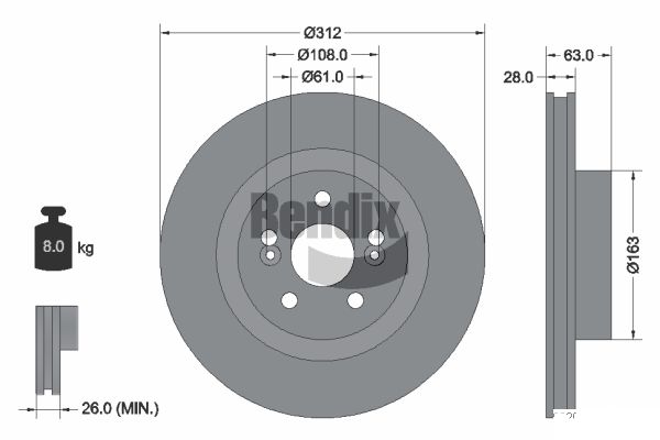 BENDIX Braking BDS2055 Brzdový kotúč