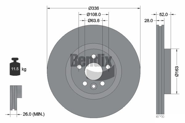 BENDIX Braking BDS1532 Brzdový kotúč
