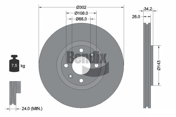 BENDIX Braking BDS1082 Brzdový kotúč