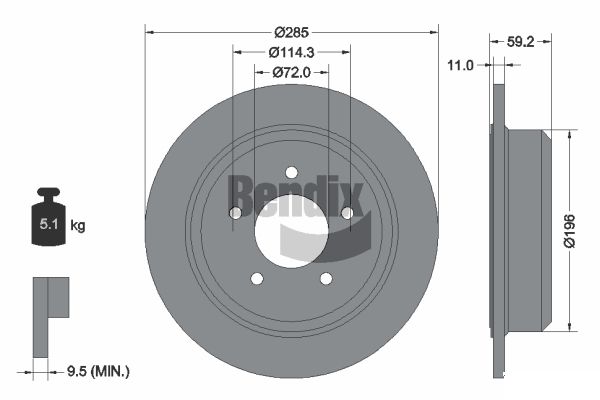 BENDIX Braking BDS2012 Brzdový kotúč