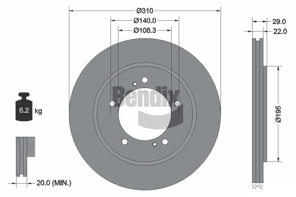 BENDIX Braking BDS1741 Brzdový kotúč