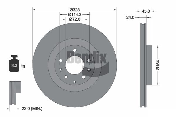 BENDIX Braking BDS1972 Brzdový kotúč