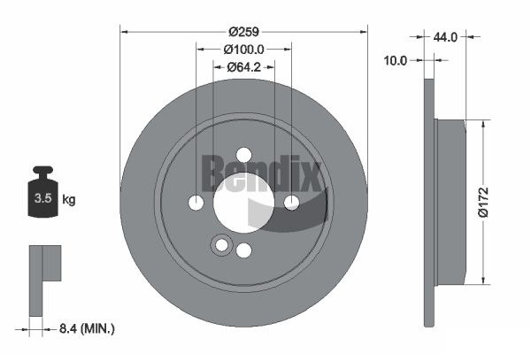 BENDIX Braking BDS1077 Brzdový kotúč