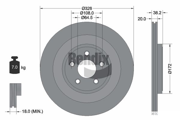 BENDIX Braking BDS1414 Brzdový kotúč