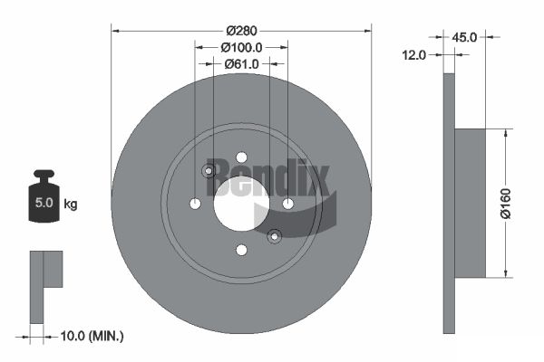 BENDIX Braking BDS1978 Brzdový kotúč