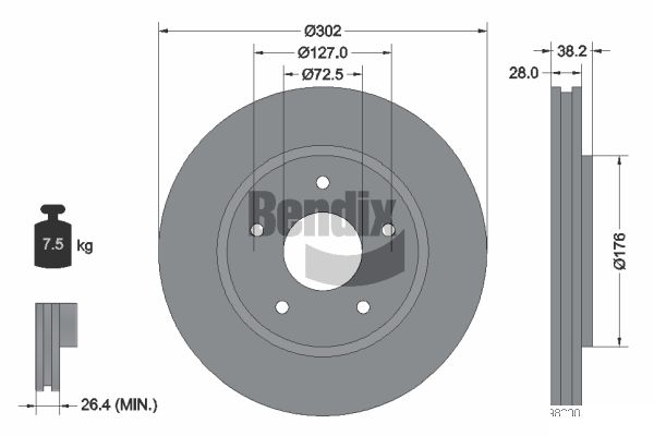 BENDIX Braking BDS1722 Brzdový kotúč