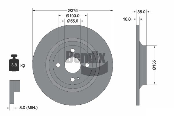 BENDIX Braking BDS2009 Brzdový kotúč