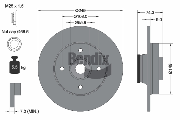 BENDIX Braking BDS1106 Brzdový kotúč