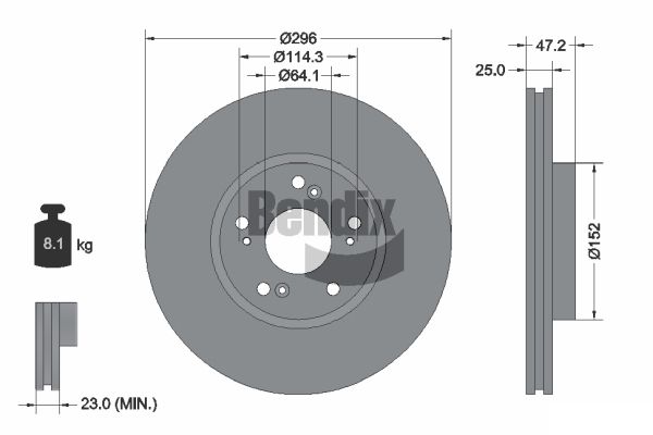 BENDIX Braking BDS1828 Brzdový kotúč
