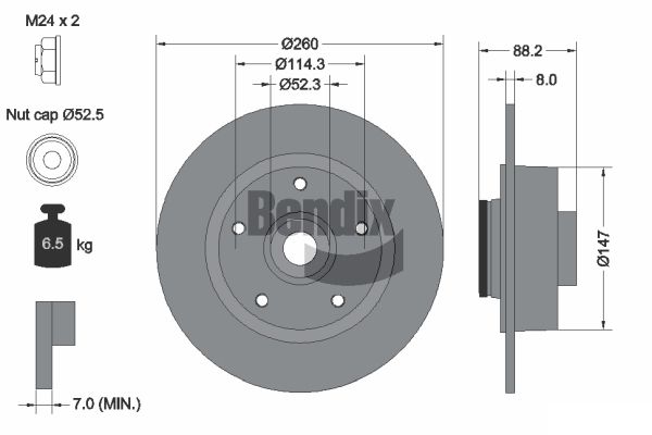 BENDIX Braking BDS1117 Brzdový kotúč