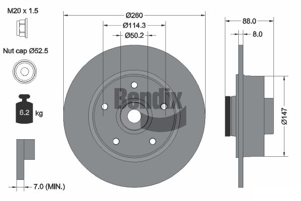BENDIX Braking BDS1160 Brzdový kotúč