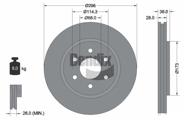 BENDIX Braking BDS1260 Brzdový kotúč