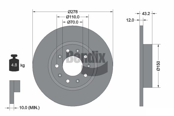 BENDIX Braking BDS1416 Brzdový kotúč