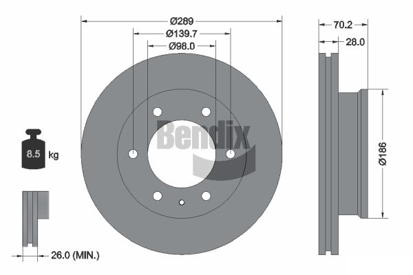 BENDIX Braking BDS1763 Brzdový kotúč