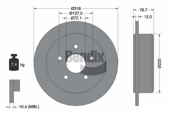 BENDIX Braking BDS1793 Brzdový kotúč