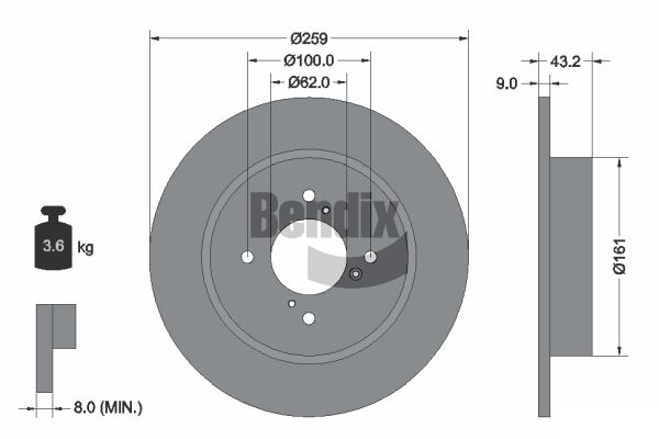 BENDIX Braking BDS1867 Brzdový kotúč