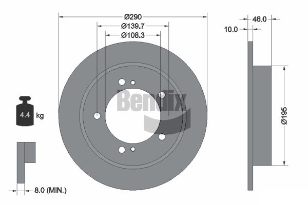 BENDIX Braking BDS1485 Brzdový kotúč