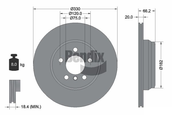 BENDIX Braking BDS1761 Brzdový kotúč