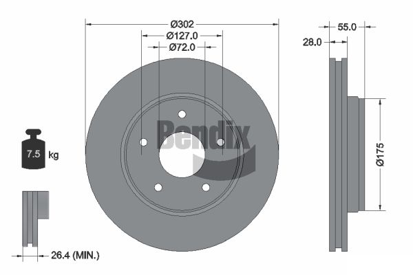 BENDIX Braking BDS2057 Brzdový kotúč