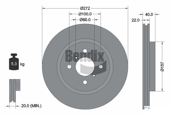BENDIX Braking BDS1503 Brzdový kotúč