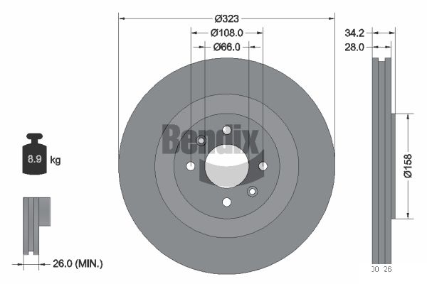 BENDIX Braking BDS1529 Brzdový kotúč