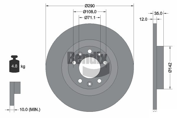 BENDIX Braking BDS1220 Brzdový kotúč