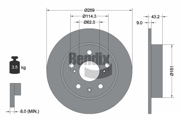 BENDIX Braking BDS1801 Brzdový kotúč