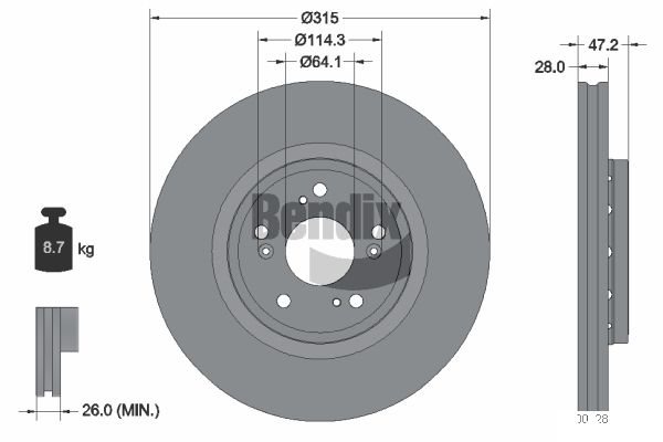 BENDIX Braking BDS1686 Brzdový kotúč