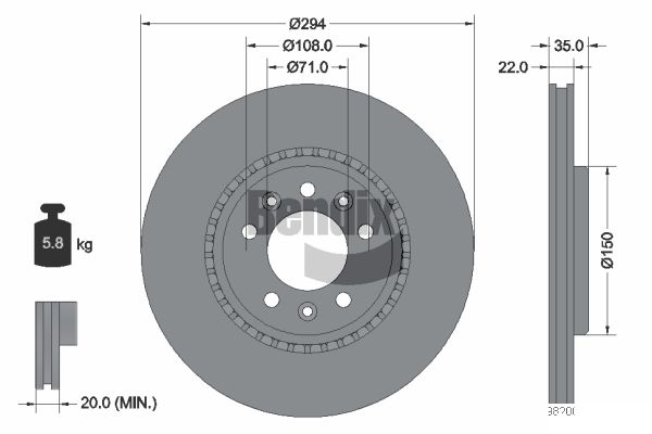 BENDIX Braking BDS1753 Brzdový kotúč