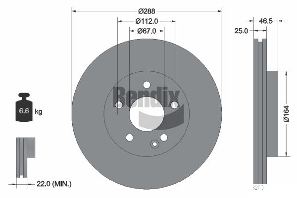 BENDIX Braking BDS1434HC Brzdový kotúč