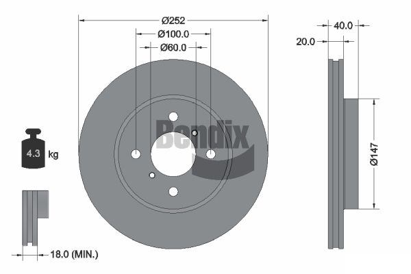 BENDIX Braking BDS1564 Brzdový kotúč
