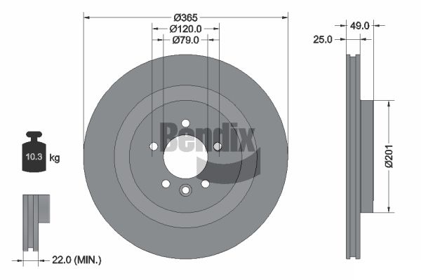 BENDIX Braking BDS1565 Brzdový kotúč