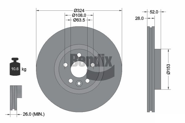 BENDIX Braking BDS1567HC Brzdový kotúč