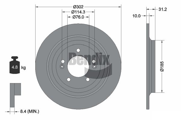 BENDIX Braking BDS1569 Brzdový kotúč